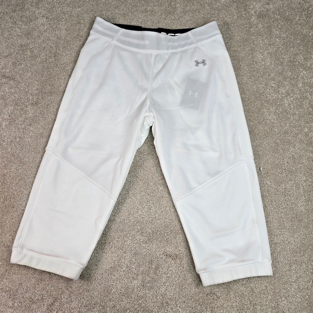 Under Armour Women's White Cropped‎ Beltless Softball Pants Medium NWT